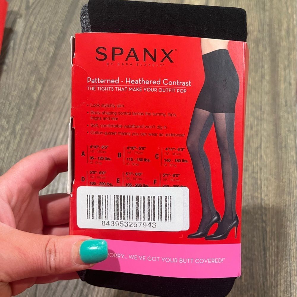 NWT Spanx Womens Heathered Contrast Tight-End Tights Stretch Black Gray Size D - Picture 3 of 4